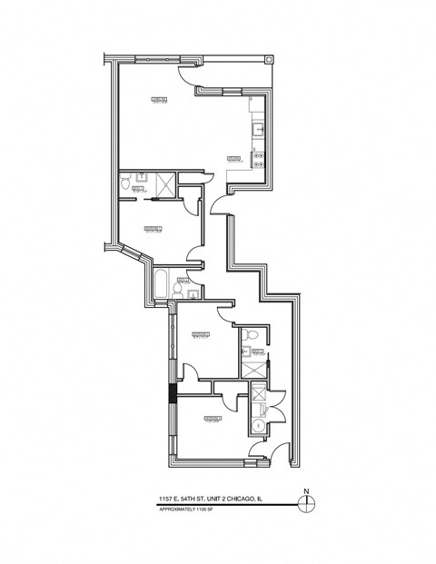 Floor plan for 3 beds, 3 baths, 1400 sqft